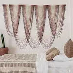 IOWER Macrame Wall Hanging Pink Dip-Dyed Large Macrame Wall Decor For Living Room Boho Fiber Art 57" W x 41" L