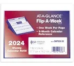 At-a-glance Flip-A-Week Desk Calendar Refill, 7 x 6, White Sheets, 2024