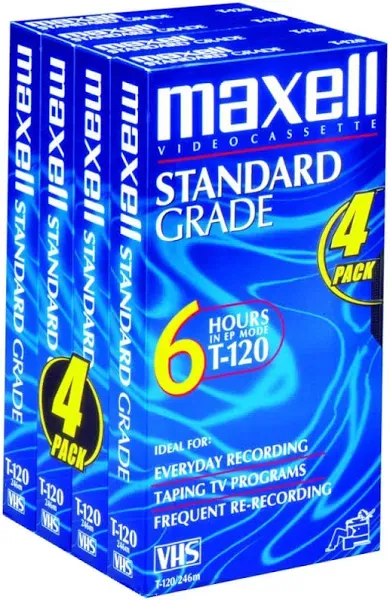 VHS Tape Maxell T-120 GX-Silver High Quality Blank 6 hr VCR New Factory Sealed