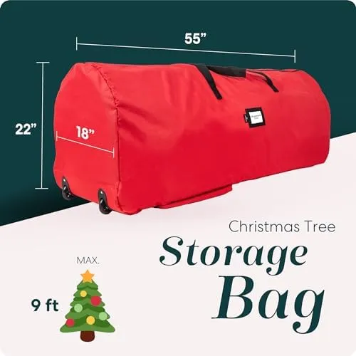  Rolling Tree Storage Bag - For 9-Foot Artificial Christmas Holiday 9 ft. Black