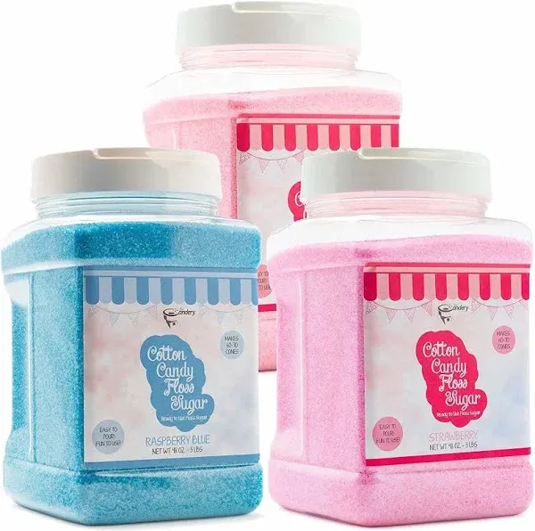 Cotton Candy Sugar FLoss 3lbs 2 Pack Premium Flavors (blue Raspberry,Stra<wbr/>wberry)