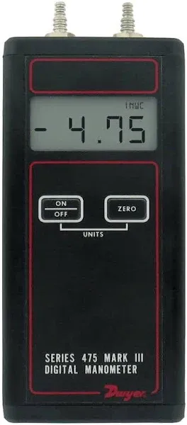 Dwyer® Handheld Digital Manometer, 475-3-FM, 0-200" w.c. (49.82 kPa)