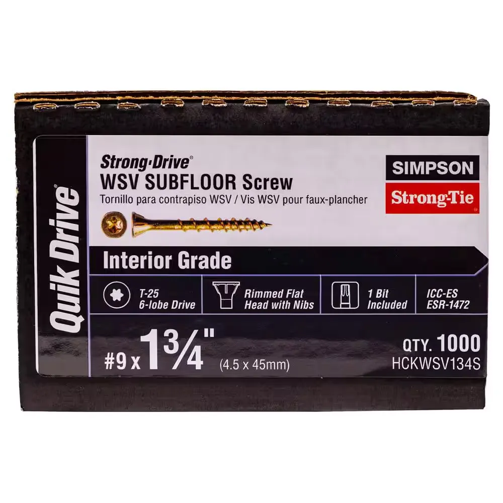 Quik Drive Fast Driving #9 x 1-3/4&#034; Subfloor Screws - 1,650 Screws w/ 2 Bits