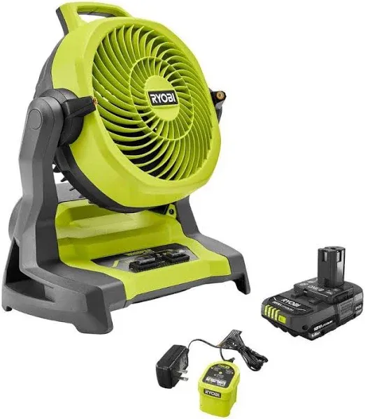 Ryobi ONE+ 18V Cordless 7-1/2 in. Bucket Top Misting Fan (Tool Only, Battery and Charger NOT Included), Yellow/Black, Medium, (PCL851B)