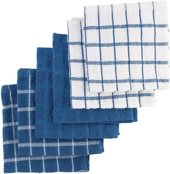 Terry Check Dish Cloth Set: Highly Absorbent &amp; Super Soft - 100% Cotton, Dura...