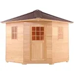 Aleko Canadian Hemlock Wet Dry Outdoor Sauna with Asphalt Roof - 9 KW ETL ...