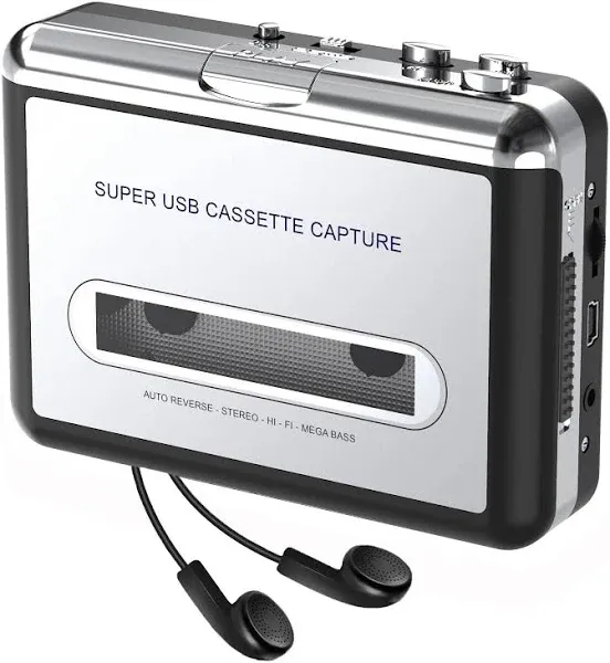 Digitnowcassette Tape To CD Converter Via USB,Portable Cassette Player Capture Audio Music Compatible With Laptop and Personal Computer