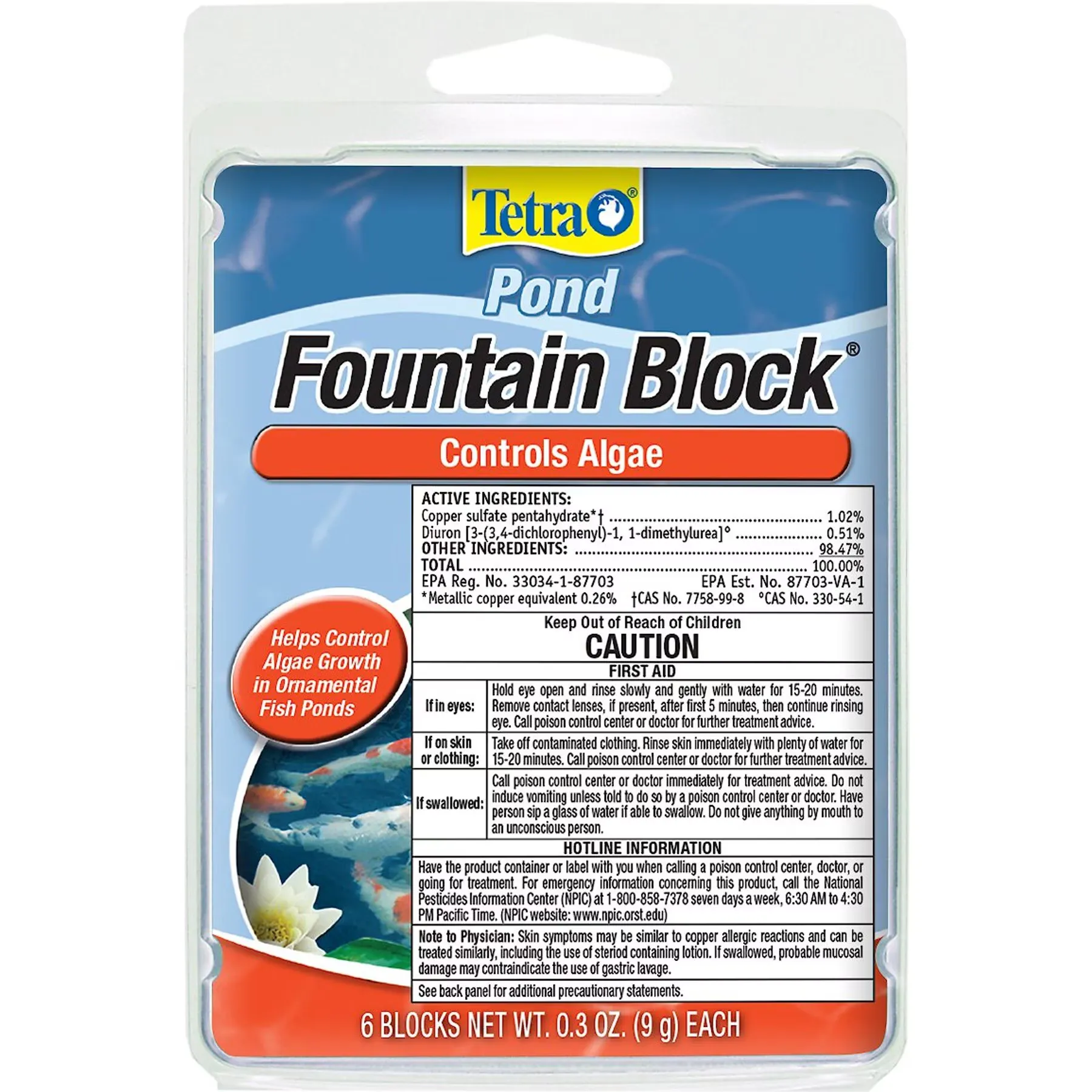 Tetra Algae Control Pond Fountain Block Water Treatment, 6 count