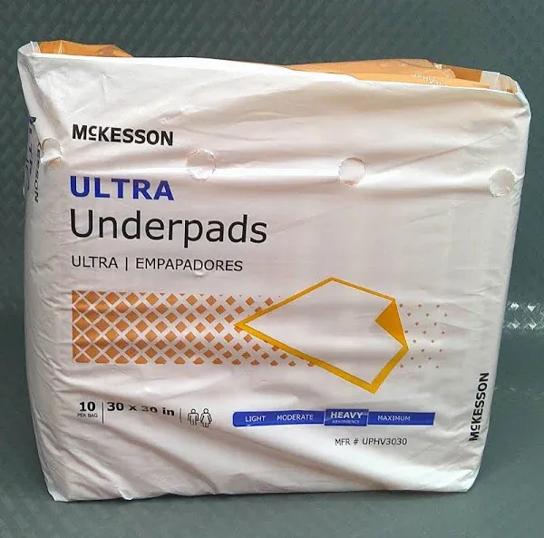 McKesson Underpad Ultra 30 X 36 Inch Heavy Absorbency