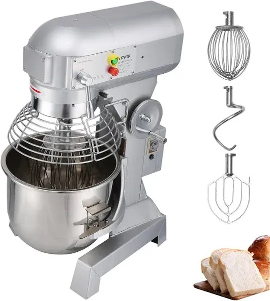 Happybuy 30Qt Commercial Food Mixer with Timing Function， Commercial Mixer 1250W Stainless Steel Bowl Heavy Duty Electric Food Mixer Commercial with 3 Speeds Adjustable, Perfect for Bakery Pizzeria