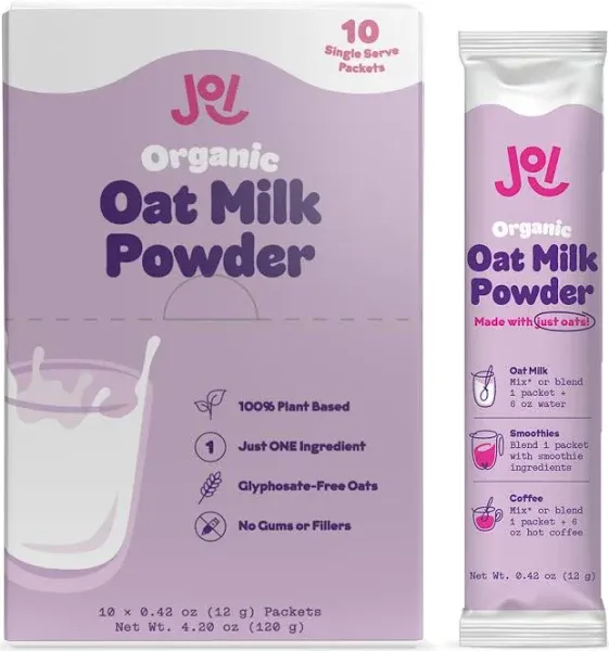 Instant Organic Oat Milk Powder Unsweetened 10ct Carton by JOI - Dairy Free P...