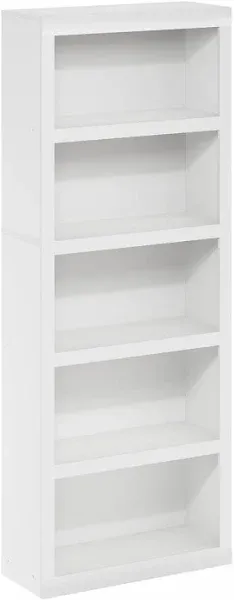 Furinno Rail 5-Tier Open Shelf Bookcase - White