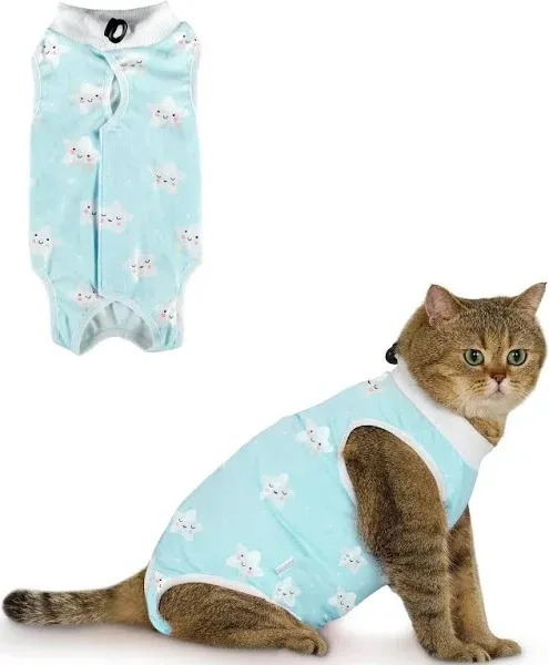 ANWA 2 Pack Cat Recovery Suit - Breathable Cat Surgery Recovery Suit Female Cat Onesie for Cats After Surgery Cat Spay Recovery Suit Female Abdominal