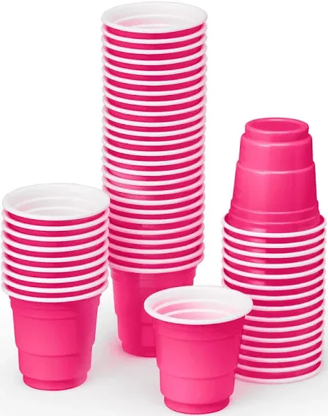 xo, Fetti Party Decorations Pink Plastic Shot Glasses - 50 Matte Disposable 2 oz Cups | Bachelorette Party, Birthday Party, Party Favors, Baby