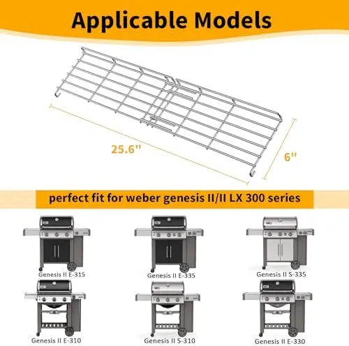 QuliMetal Stainless Steel Grill Warming Rack for Weber Genesis II 300 Series ...