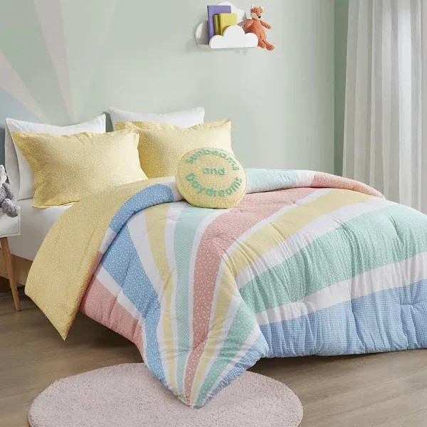 Rory - Twin Rainbow Sunburst Reversible Comforter Set - Yellow