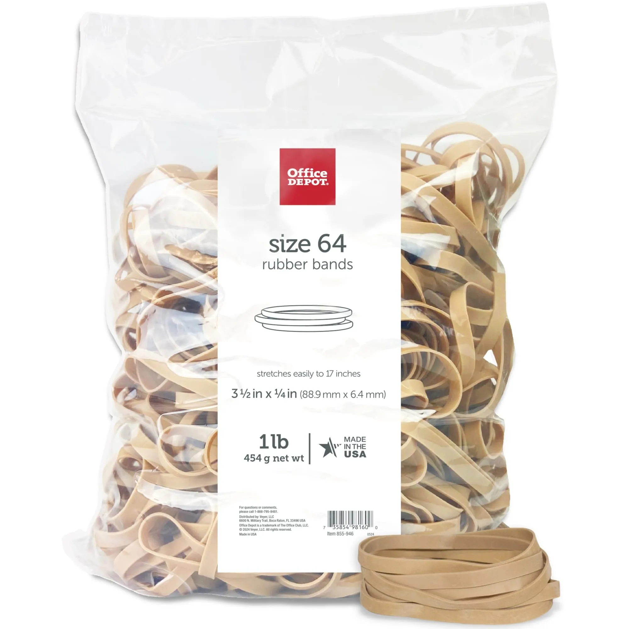 Buy #64 Rubber Bands, 3 1/2" x 1/4", 1/4 Lb. Bag - High-Quality Office Supplies Online