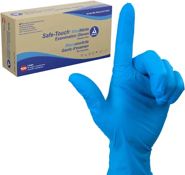 Safe-Touch Nitrile Exam Glove, Large, Blue - Box/100