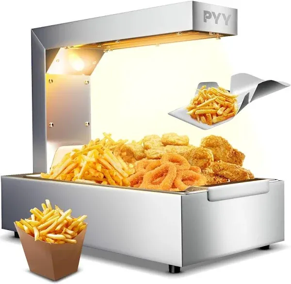 PYY French Fry Warmer Commercial Food Heat Lamp/Food Warmer Light,Free-Standing Warming Dump Station Countertop Fries Food Warmer for Chips Churros