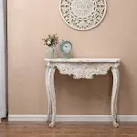 Kate and Laurel Wyldwood Country French Solid Wood Console Table - Rustic/White Legs - Natural Wood Top