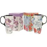 Topadorn Ceramic Latte Mug 17 oz. Coffee Cups with Sealed Lid and Color Box,Set