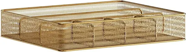 Martha Stewart Mesh Metal 6 Compartment Desk Drawer Organizer Gold