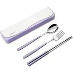 DEVICO Travel Utensils, 18/8 Stainless Steel 4pcs Cutlery Set Portable Camp Reus