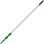 Unger Opti-Loc Aluminum Extension Pole 18ft, Three Sections, Green/Silver