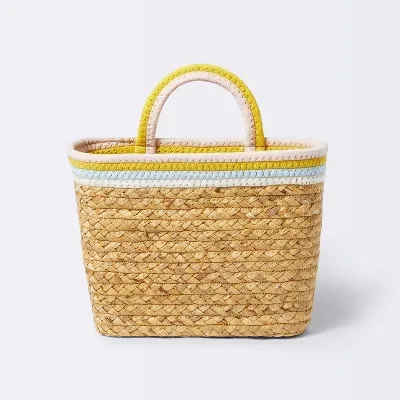 Wall Hanging Natural Woven Basket with Coiled Rope Handle - Cloud Island™