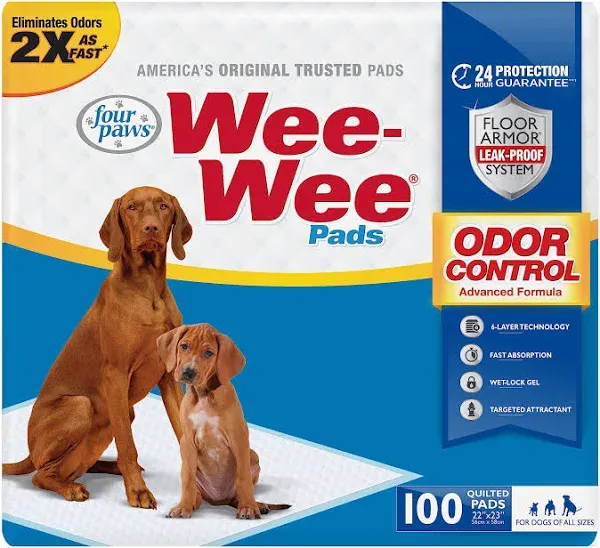 Four Paws Wee-Wee Odor Control Pads - 100 Count