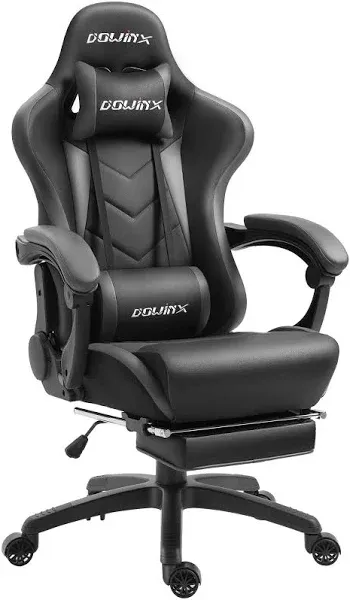 Dowinx Gaming Chair Ergonomic Computer Chair Racing Leather with Footrest Massage Black&Orange