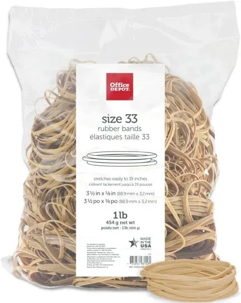 Rubber Bands #64, 3-1/2" X 1/4", Crepe, 1-Lb Bag - Office Depot