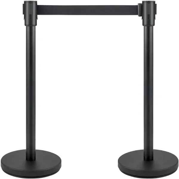 VEVOR Crowd Control Stanchion, Set of 6 Pieces Stanchion Set, Stanchion Set with 6.6 ft/2 M Black Retractable Belt - 6.6 ft