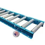 Heavy-Duty Gravity Conveyor with 1.9" Diameter Galvanized Steel Rollers, 18" Wide by 5' Long Steel Frame & 6" Centers, Durability & Versatility in Warehouses, Factories, & DIY Projects