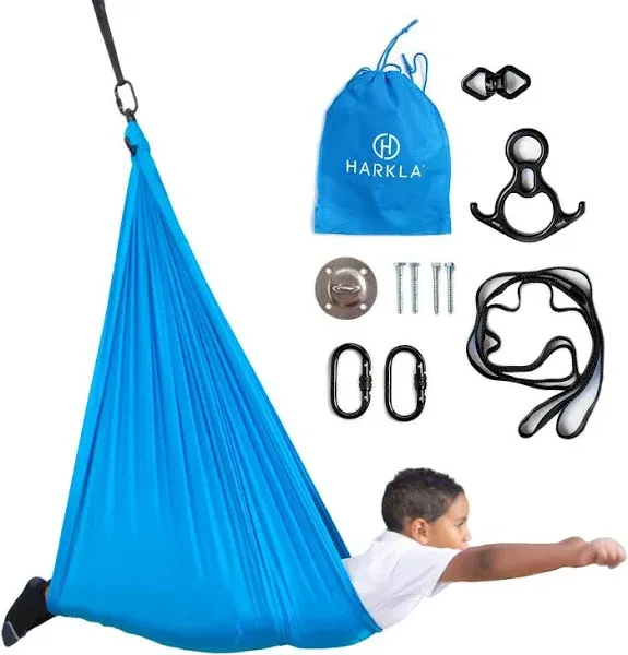  Sensory Swing for Kids &amp; Adults - Holds 200lbs, Indoor Blue Swing With Swivel