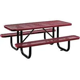 Global Industrial Expanded Steel Picnic Table Rectangular 62 x 29.5