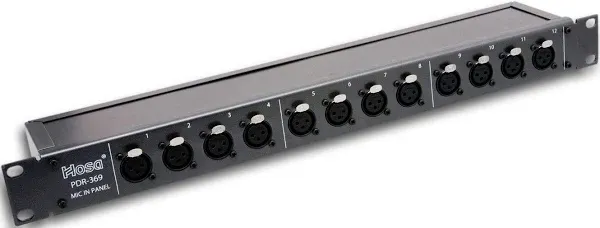 Hosa Technology PDR-369 Patch Bay,  12-point,  De-normalled,  XLR3F to XLR3M