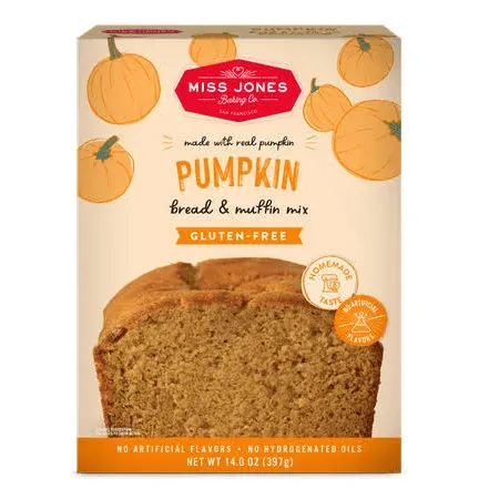 Miss Jones Baking Organic Pumpkin Bread &amp; Muffin Mix - Non-GMO, Vegan-Friendly<wbr/>,