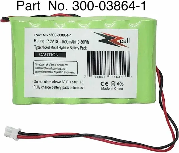 ZZcell® Battery for Honeywell Alarm LYNXRCHKITHC 781410403291 55026089 WALYNX-RCHB-SC WALYNXRCHBSC LYNXRCHKIT-SC ADEMCO 300-03865, 7.2V, 1500mAh (NOTE: Please Check Part No. Before Purchase)