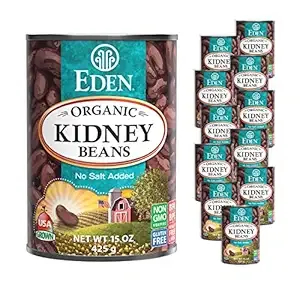 Eden Organic Red Kidney Beans, 15 oz Can, No Salt Added, Non-GMO, U.S. Grown, Heat and Serve, Macrobiotic, Red Beans (12-Pack)