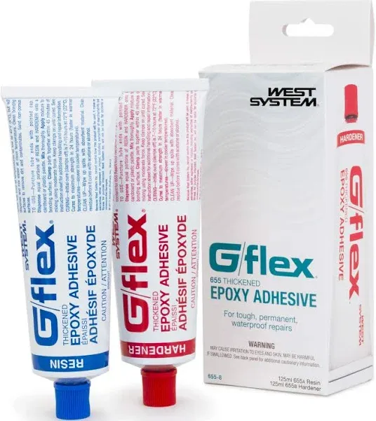 West System 655-8 G/flex Epoxy Adhesive, two 4.5 fl oz., White