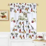 Ambrosia Embellished Tier And Swag Kitchen Curtain Set, White, 58x36 Inches