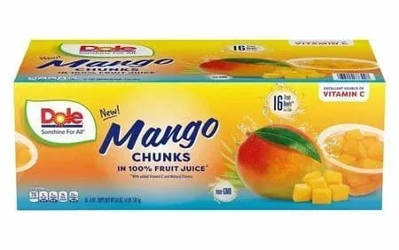 Dole Mango Chunks Fruit Cups4 Ounce (Pack of 16)