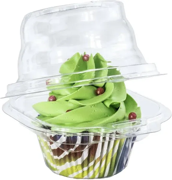 Individual Cupcake Containers (Pack) | Clear Plastic Disposable Cupcake 100