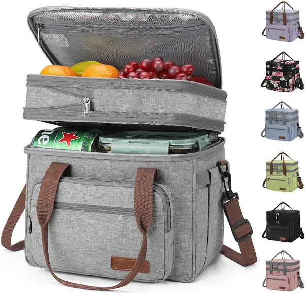 Lunch Box, 23L Insulated Lunch Bag, Expandable Double Deck Cooler Bag, Lightw...