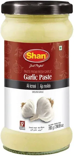 Shan - Garlic Paste, 10.93 oz (310g) - Authentic Taste from Fresh Garlic in an Airtight Glass Jar - Vegan