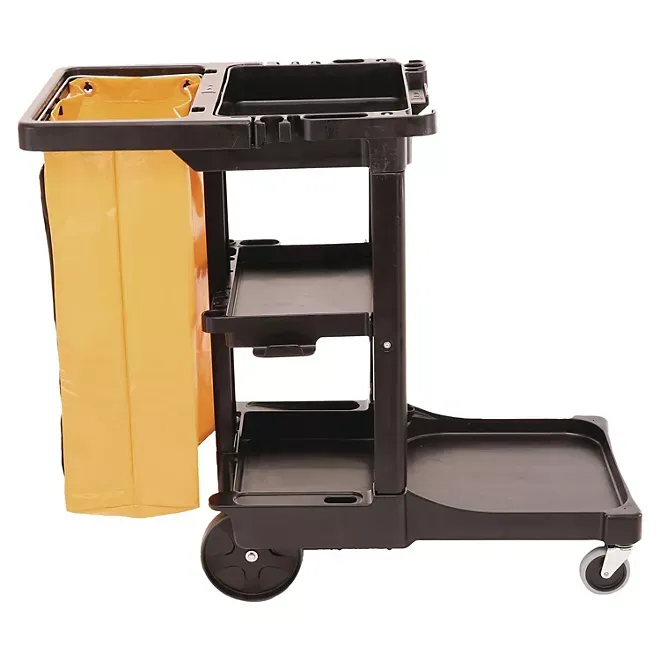 Rubbermaid Cleaning Cart with Zippered Bag, Black 3 Shelves - Sam's Club