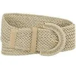 Allegra K Womens Wide Woven Waist Belts Braided Belts for Dress Chunky Buckle, Beige / 60-90cm/23.62-35.43"