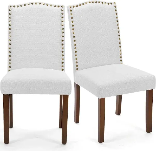 DUMOS Upholstered Dining Chairs Set of 6, Modern Upholstered Leather Dining Room Chair with Nailhead Trim and Wood Legs, Mid-Century Accent Dinner