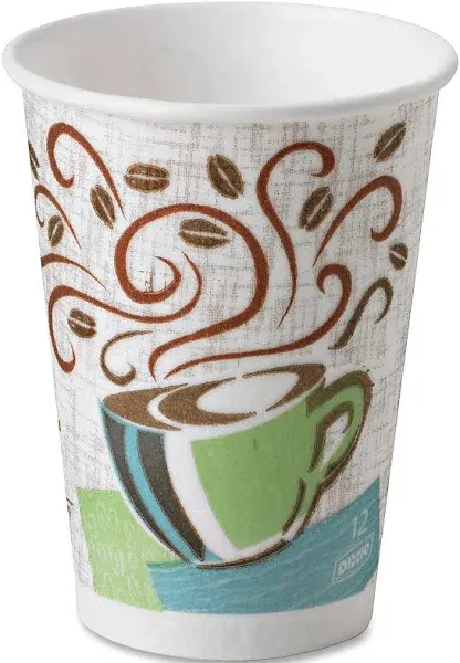 Dixie® PerfecTouch Coffee Haze Paper Hot Cups, 12 Oz, Assorted Colors, Pack Of 160 Cups